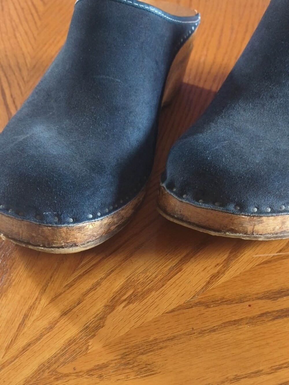 Men's Vintage Navy Suede Clog Mules Sz 44 - Picture 6 of 9